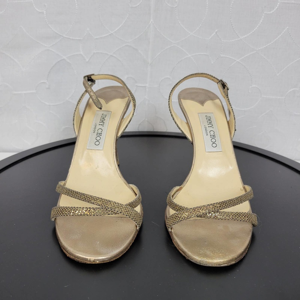 Jimmy Choo Gold Strappy Slingback Heels